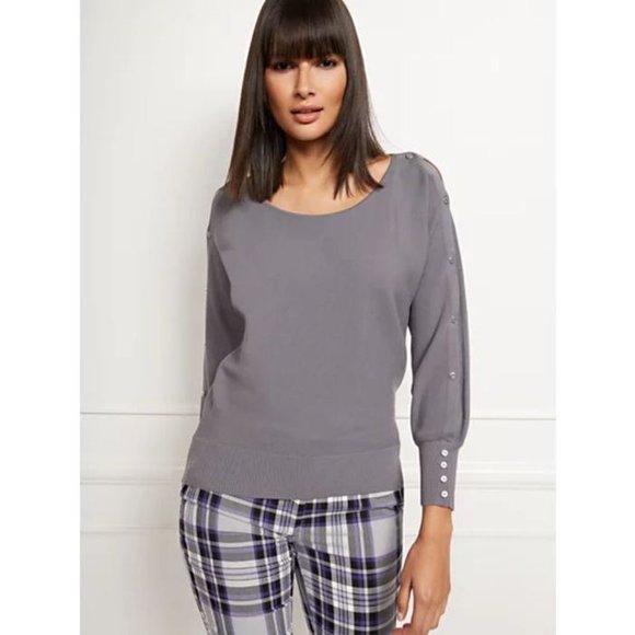 New York & Company Button Accent Dolman Sweater XL - Picture 1 of 4